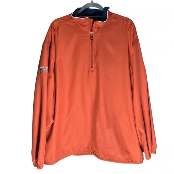 Men's Ashworth Quarter Zip Rust‎ Orange Red Windbreaker Golf Pullover PGA XL - Picture 1 of 4